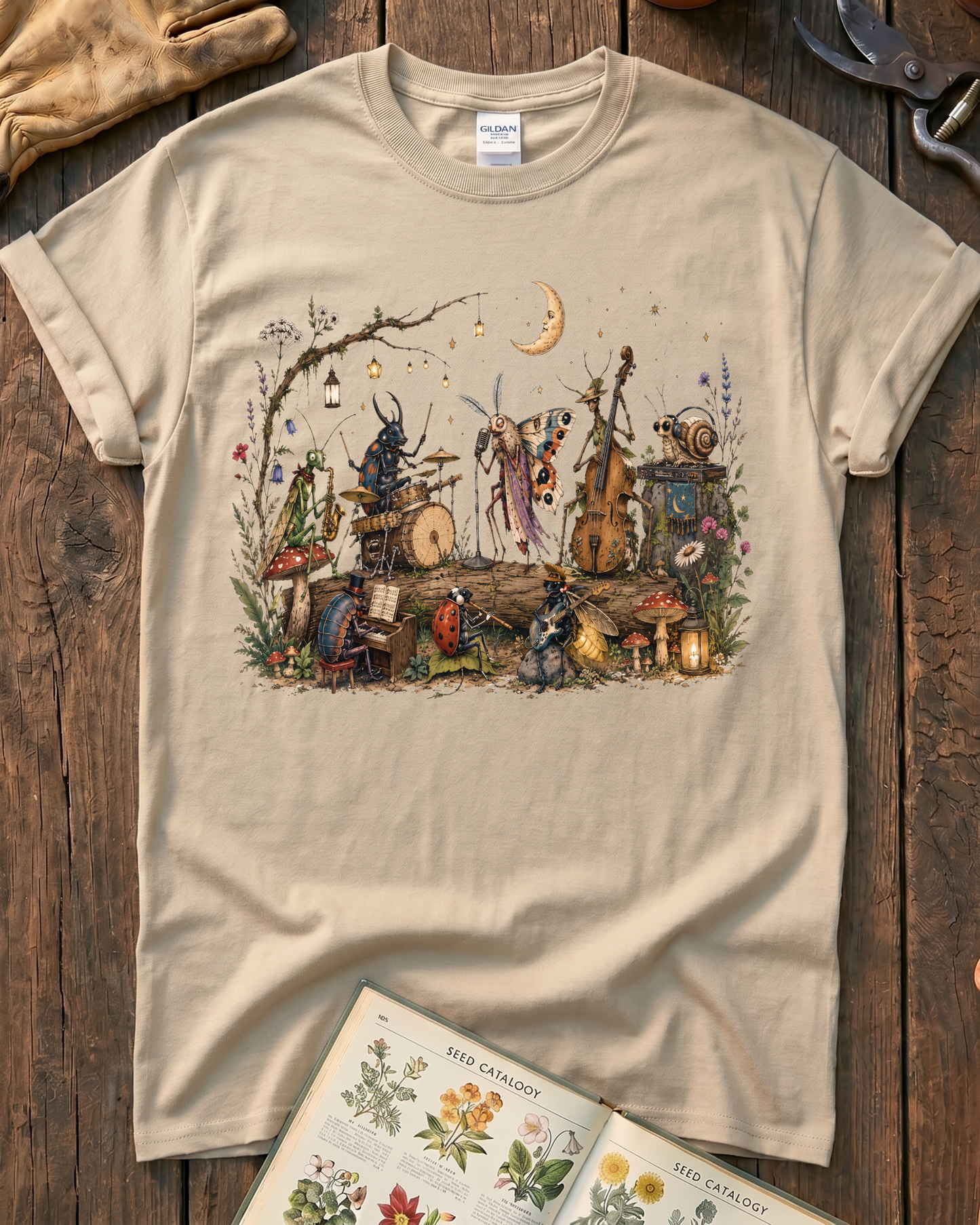 Moonlit Garden Insect Orchestra T-Shirt