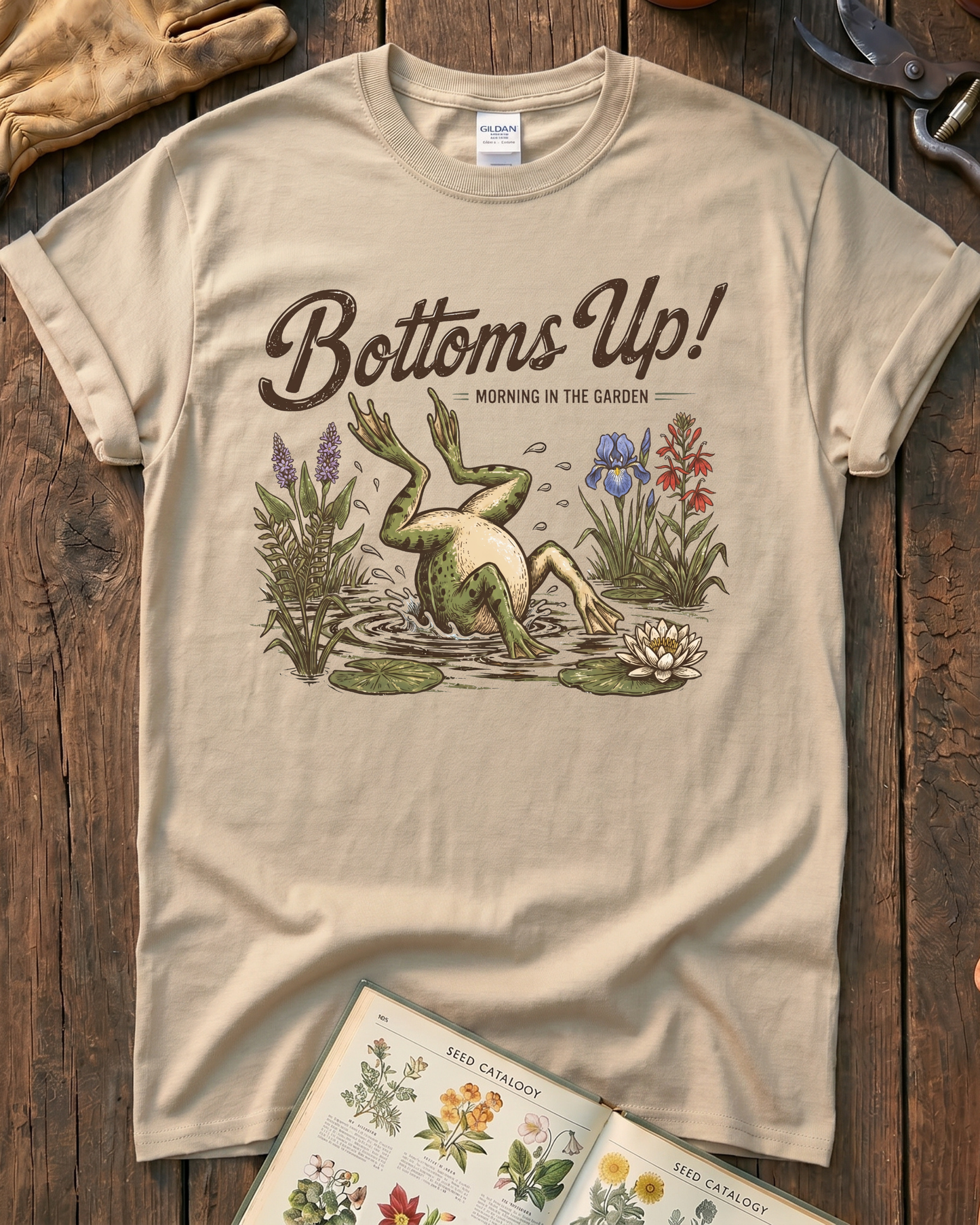 Bottoms Up Morning in the Garden Frog T-Shirt