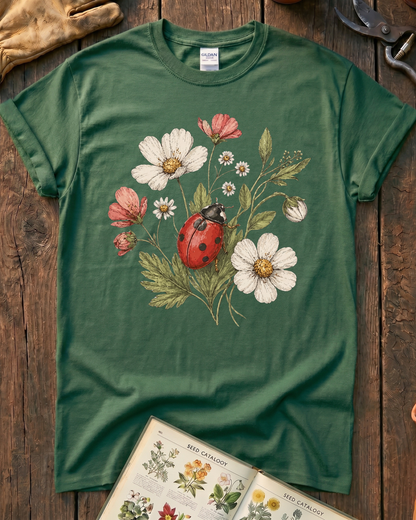 Ladybug Flowers T‑Shirt