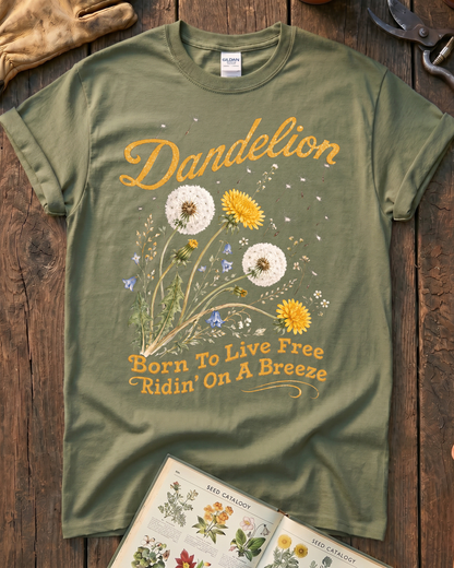 Dandelion Born To Live Free T-Shirt