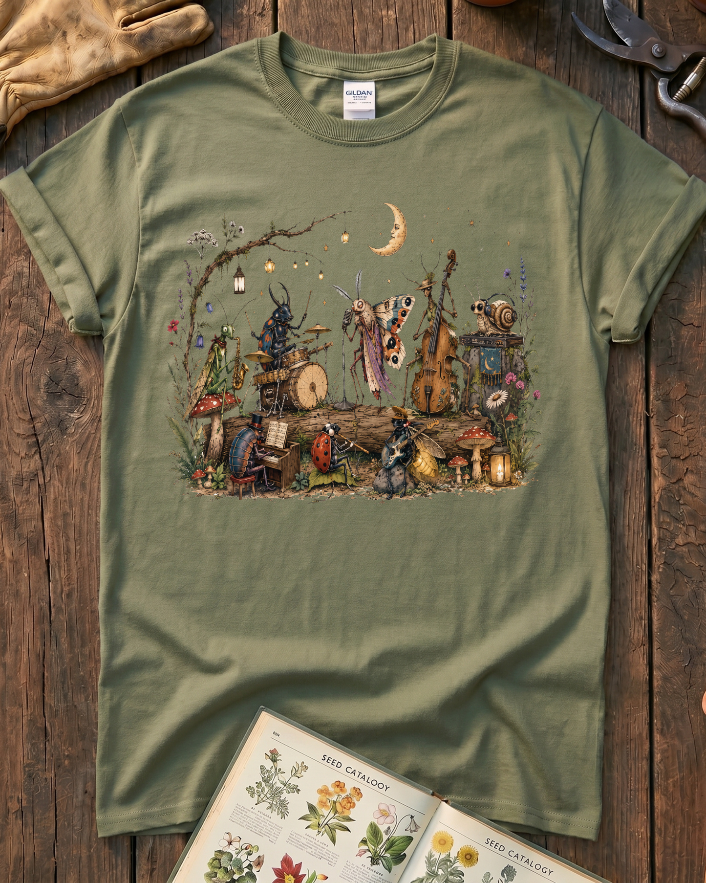Moonlit Garden Insect Orchestra T-Shirt