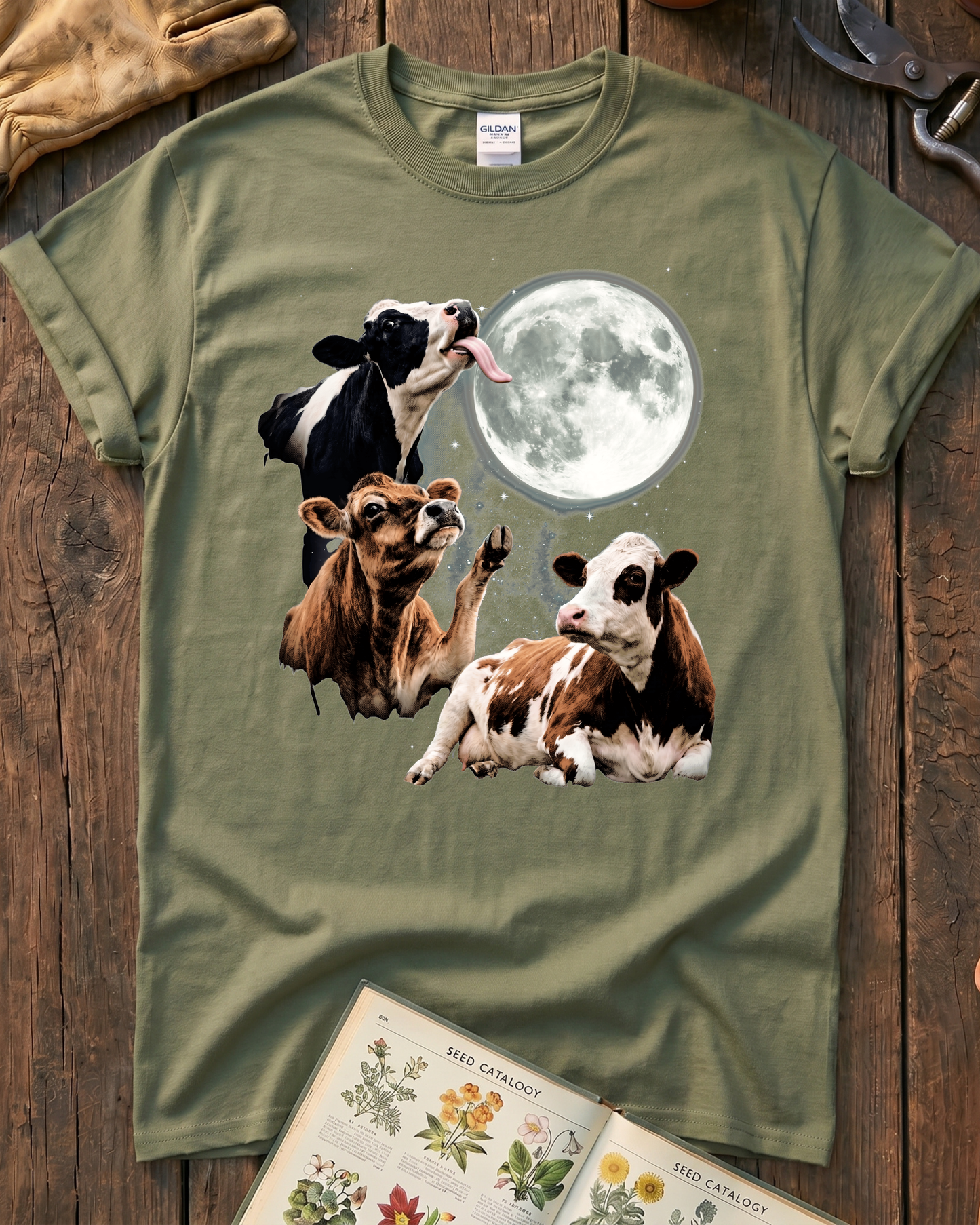 Funny Moon Cow Farm Animal T-Shirt