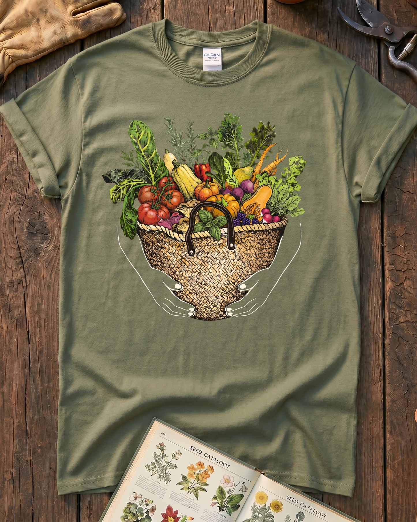 Fresh Garden Harvest Vegetable Basket T-Shirt