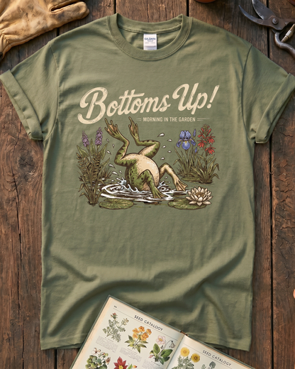 Bottoms Up Morning in the Garden Frog T-Shirt