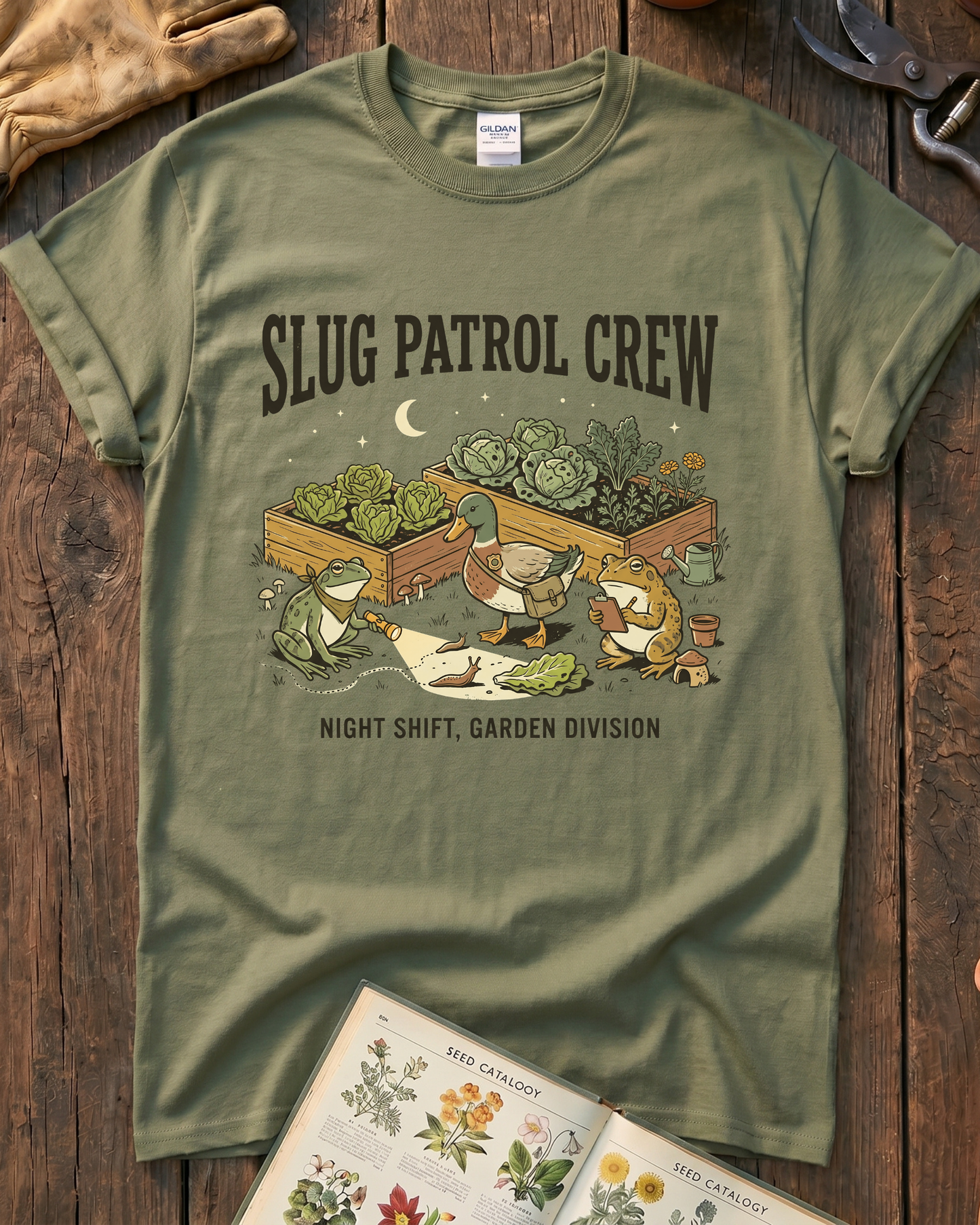 Slug Patrol Crew Frog Duck Toad Garden T-Shirt