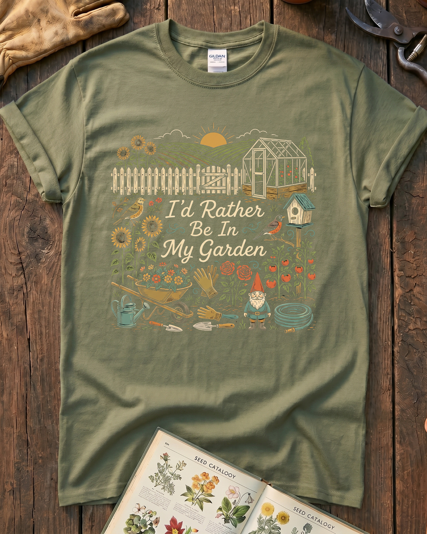 I’d Rather Be In My Garden Garden Gnome T-Shirt