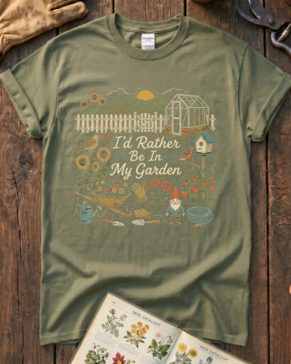 I’d Rather Be In My Garden Garden Gnome T-Shirt