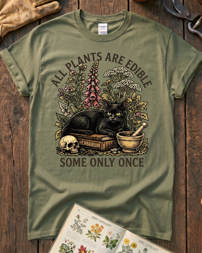 All Plants Are Edible Black Cat T-Shirt
