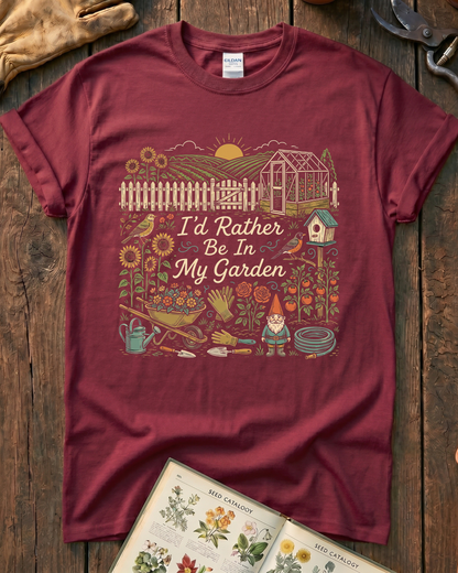 I’d Rather Be In My Garden Garden Gnome T-Shirt