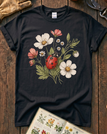 Ladybug Flowers T‑Shirt
