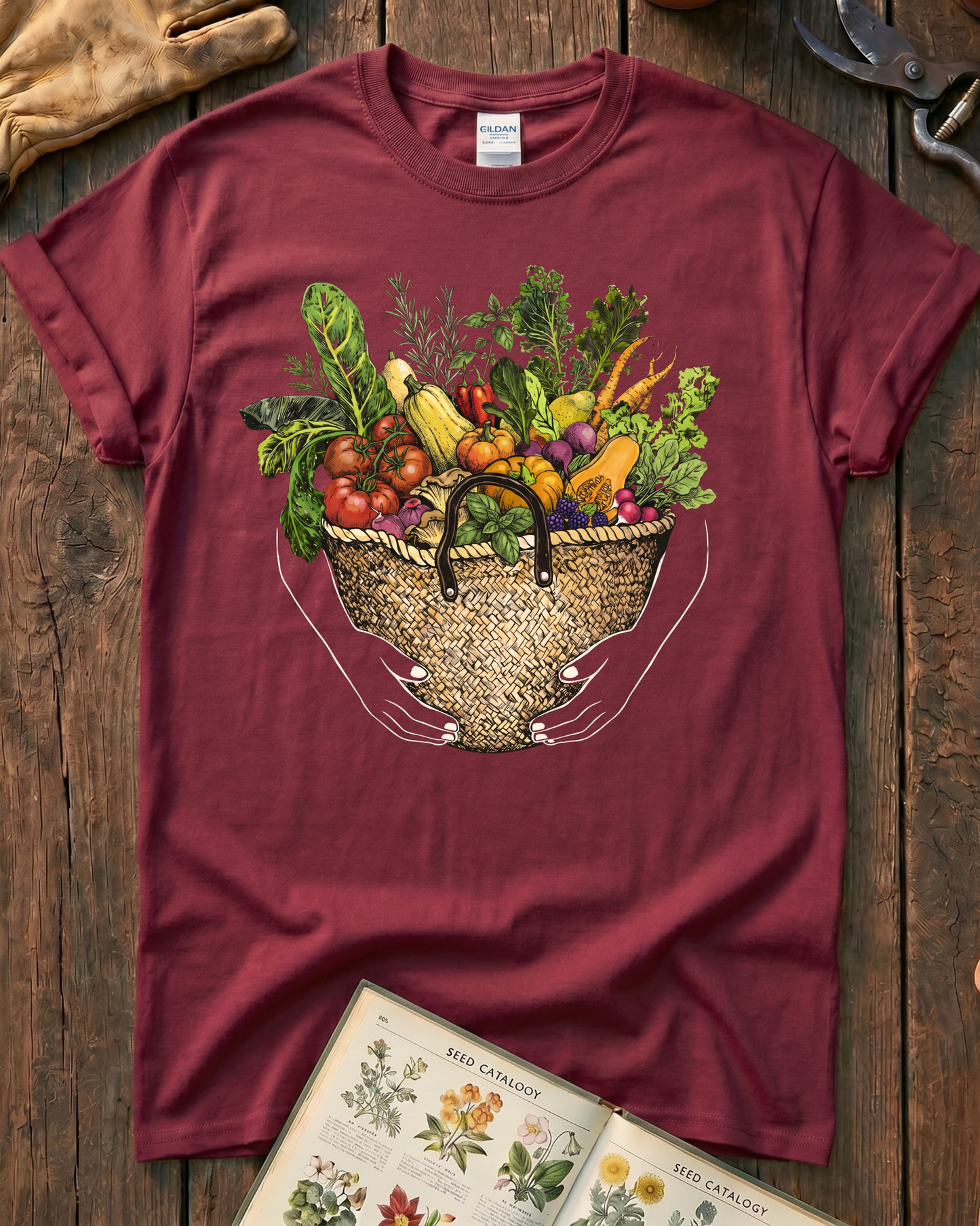 Fresh Garden Harvest Vegetable Basket T-Shirt
