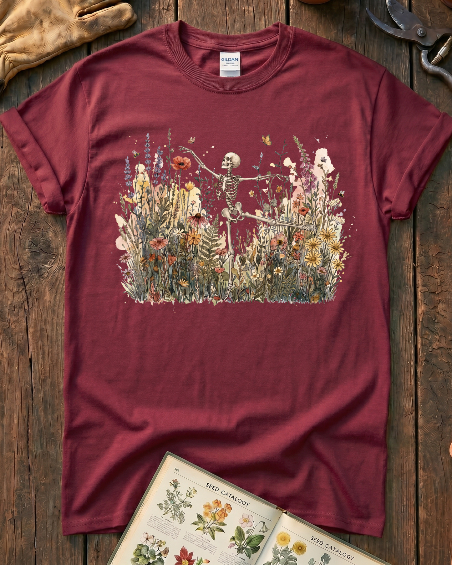 Wildflower Skeleton Garden T-Shirt