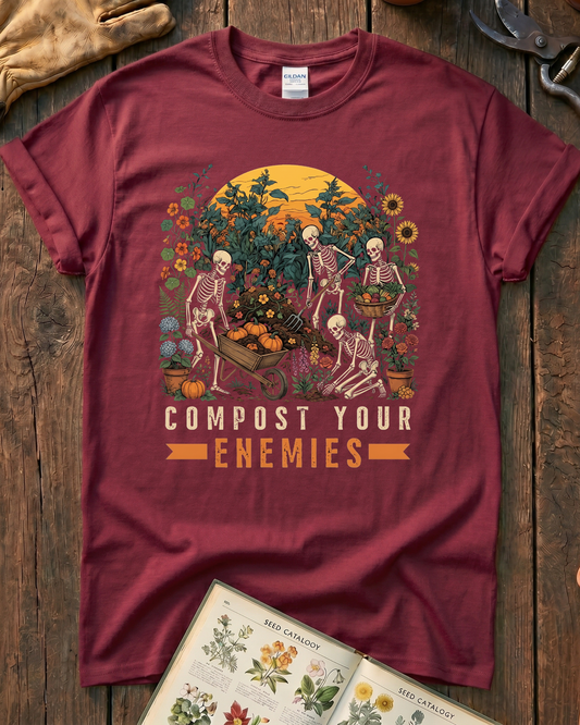 Compost Your Enemies Skeleton Gardener T-Shirt