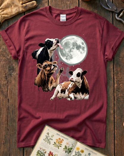 Funny Moon Cow Farm Animal T-Shirt