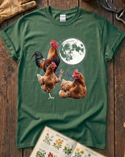 Funny Moon Chicken Farm Animal T-Shirt