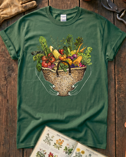 Fresh Garden Harvest Vegetable Basket T-Shirt