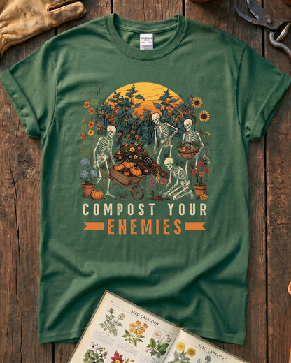 Compost Your Enemies Skeleton Gardener T-Shirt