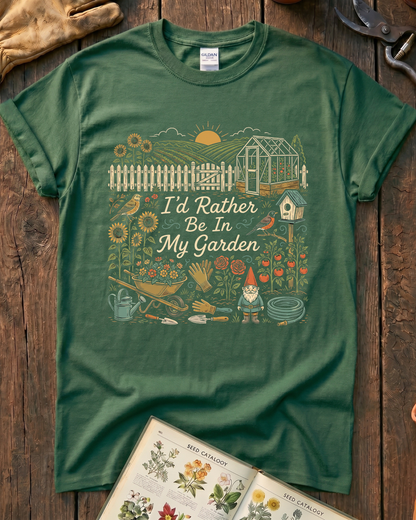 I’d Rather Be In My Garden Garden Gnome T-Shirt
