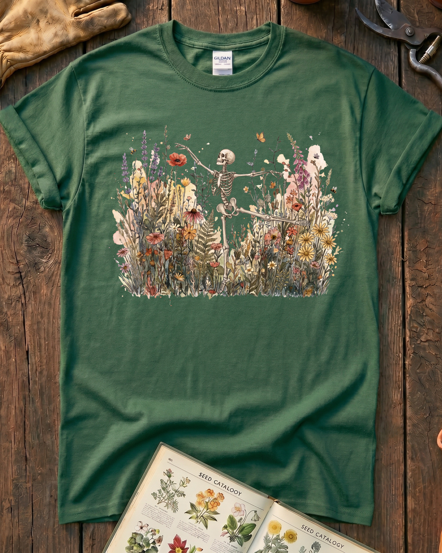 Wildflower Skeleton Garden T-Shirt