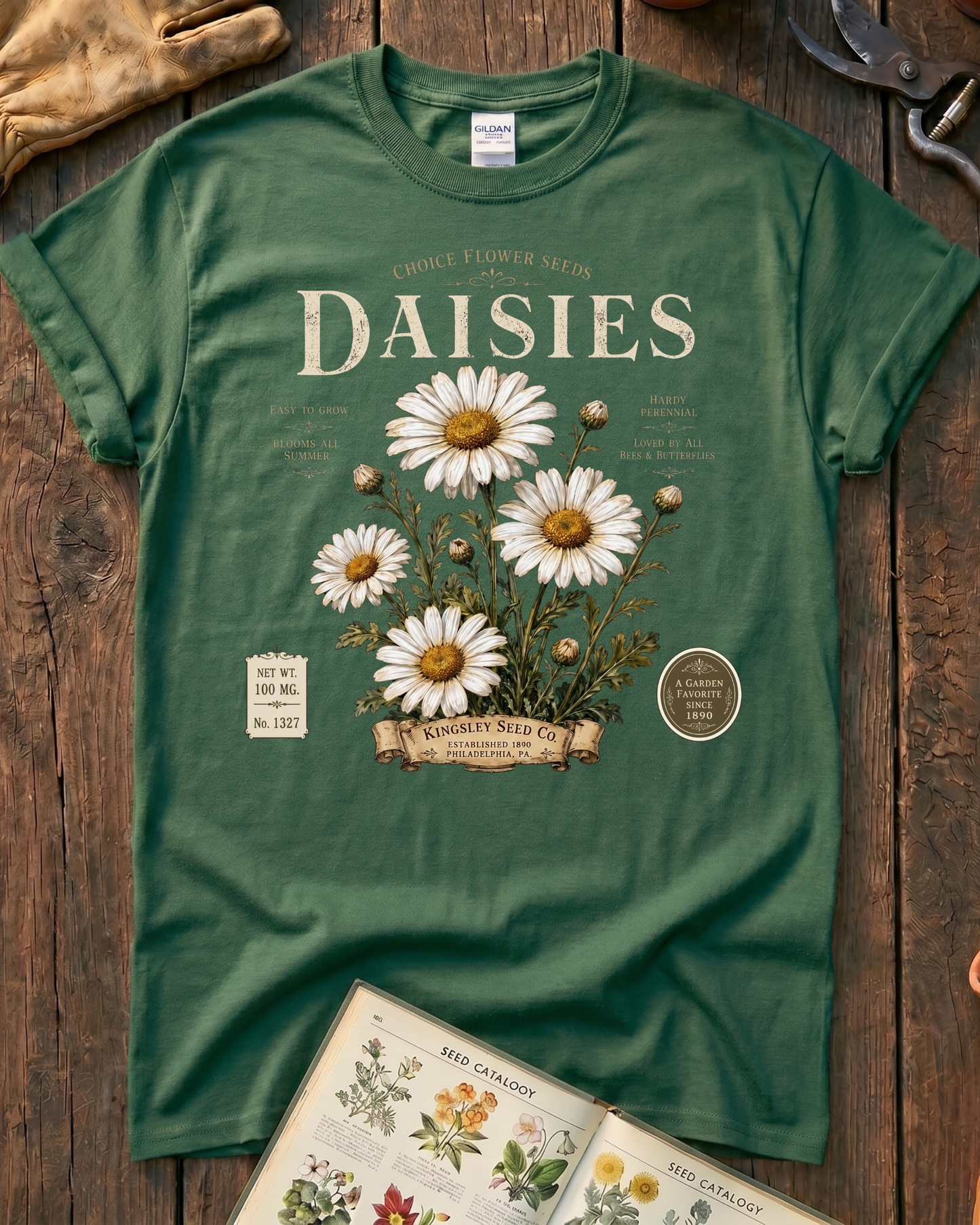 Daisy Seed Catalog Vintage Botanical T-Shirt