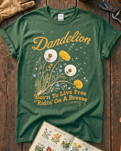 Dandelion Born To Live Free T-Shirt