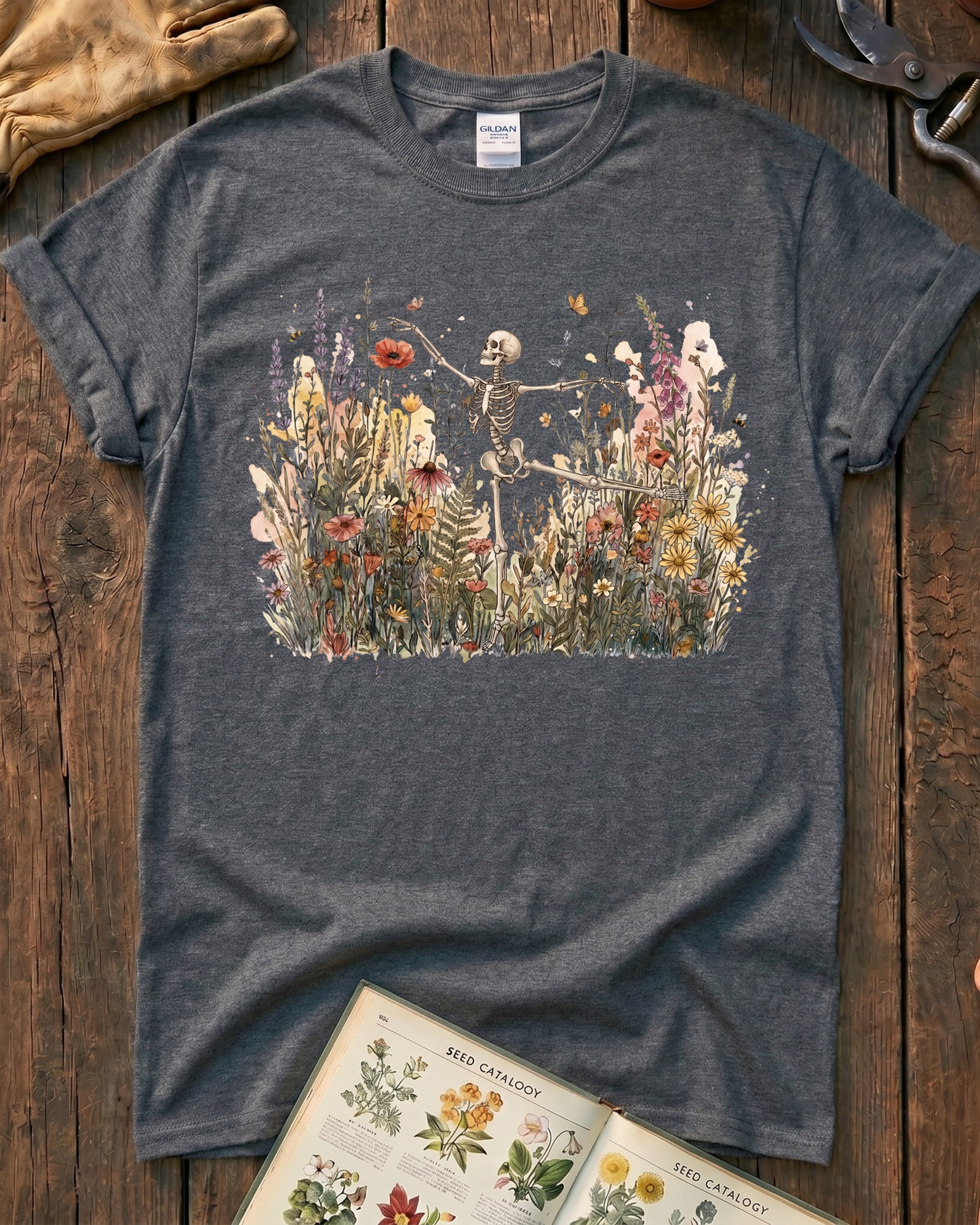 Wildflower Skeleton Garden T-Shirt