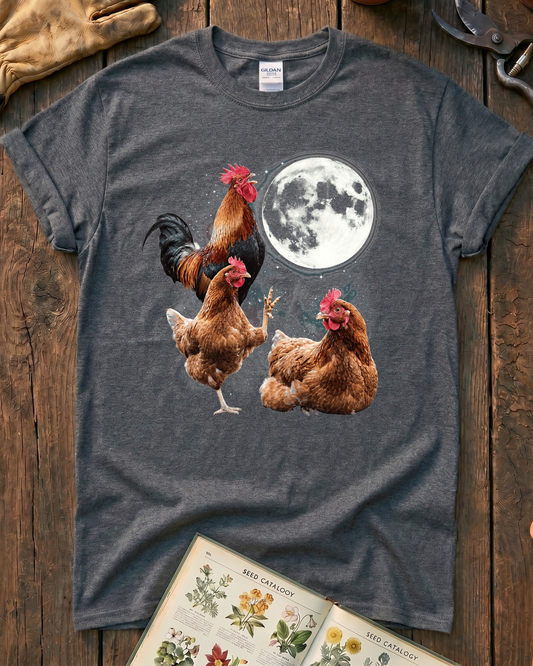 Funny Moon Chicken Farm Animal T-Shirt