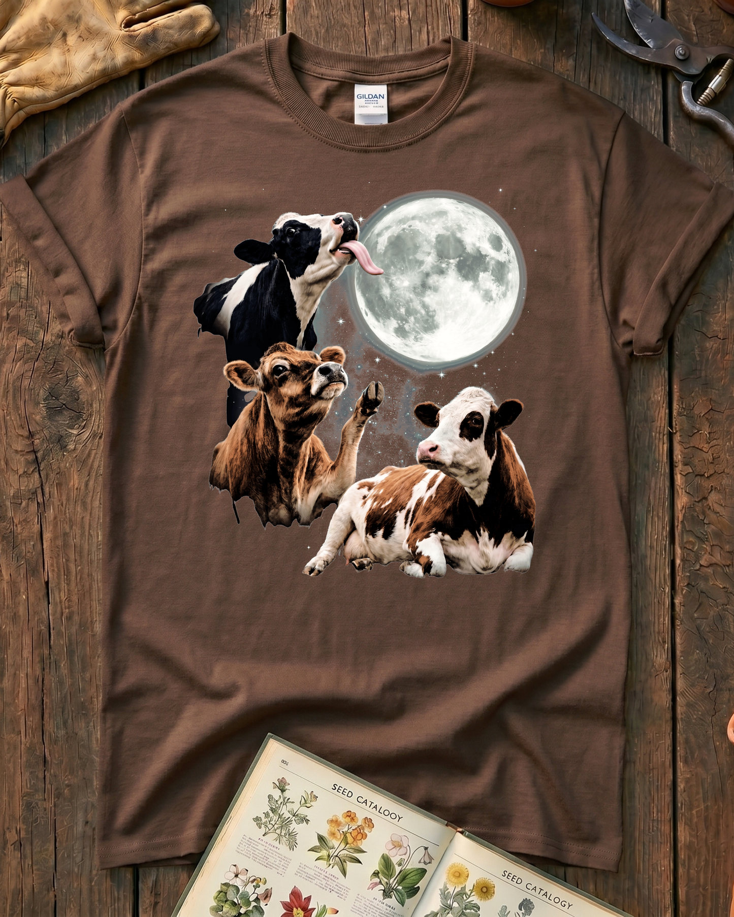 Funny Moon Cow Farm Animal T-Shirt