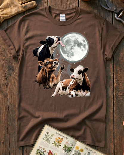 Funny Moon Cow Farm Animal T-Shirt