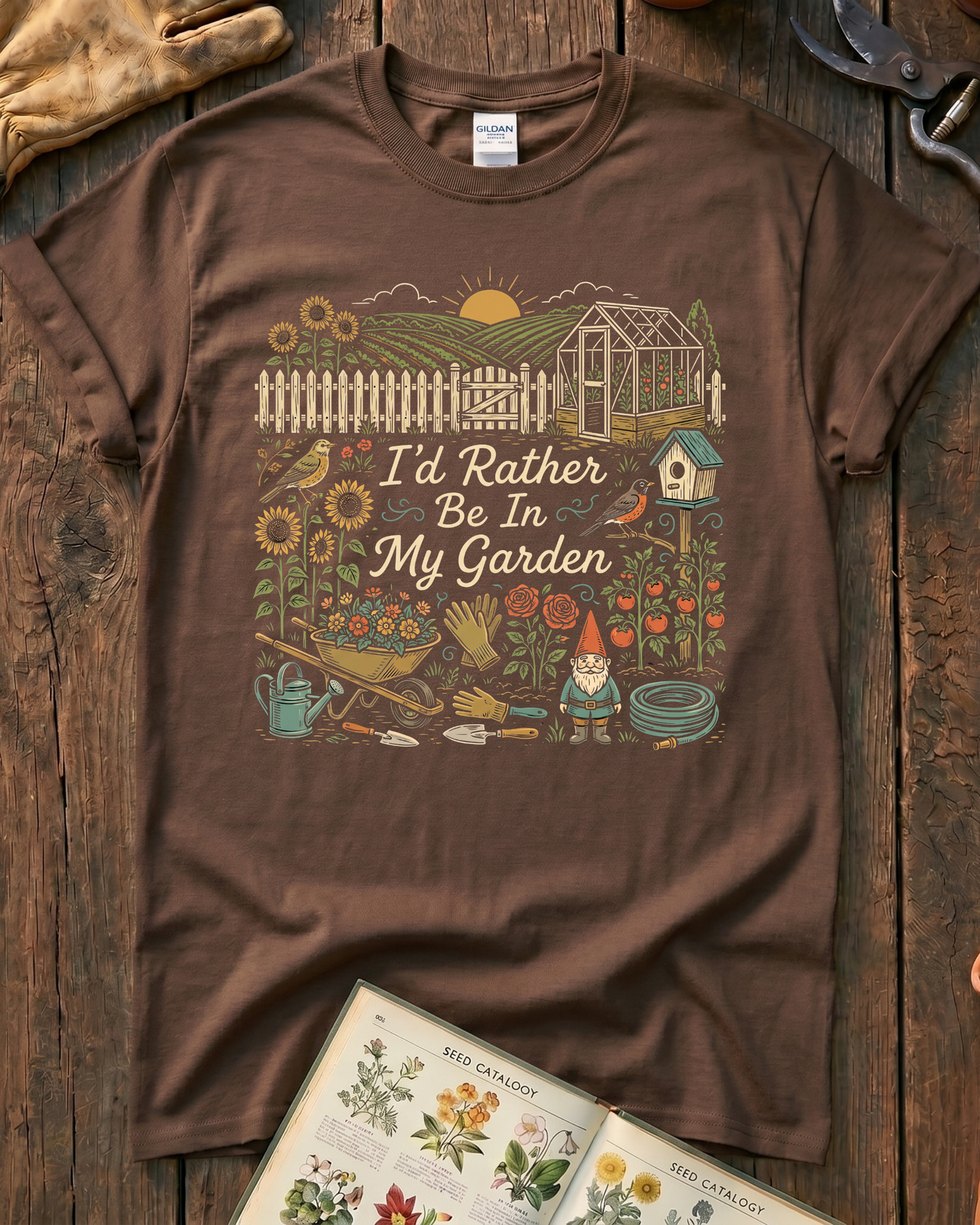 I’d Rather Be In My Garden Garden Gnome T-Shirt