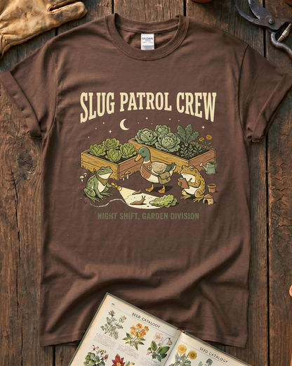 Slug Patrol Crew Frog Duck Toad Garden T-Shirt
