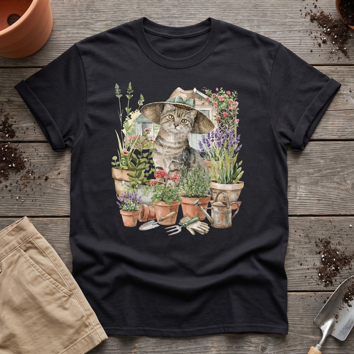 Cat And Plant T‑Shirt
