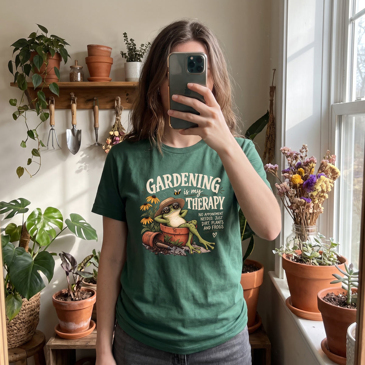 Gardening Therapy Frog T-Shirt