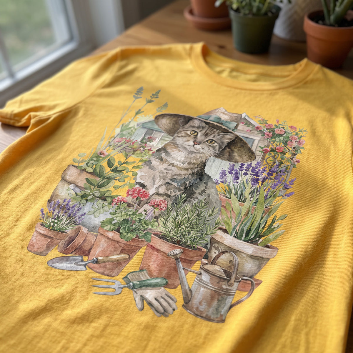 Cat And Plant T‑Shirt