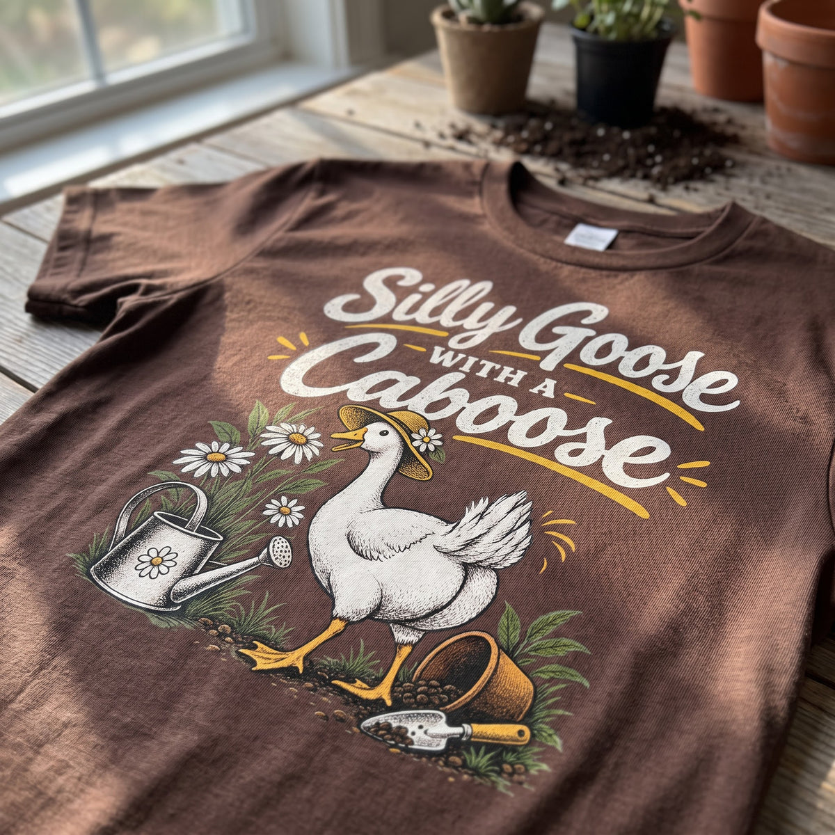 Silly Goose Caboose Garden T-Shirt