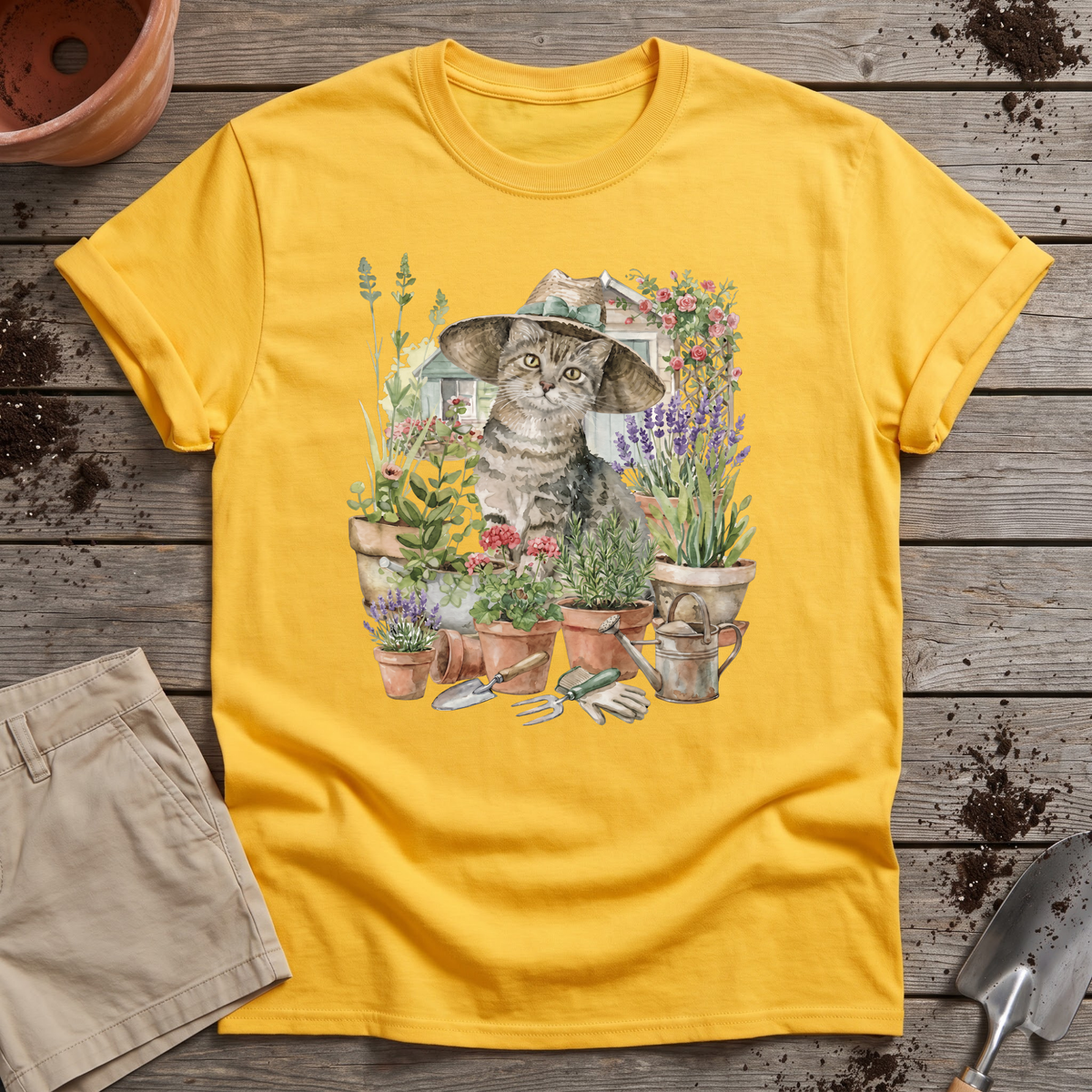 Cat And Plant T‑Shirt