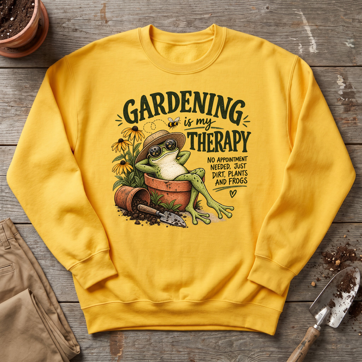 Gardening Therapy Frog Sweatshirt