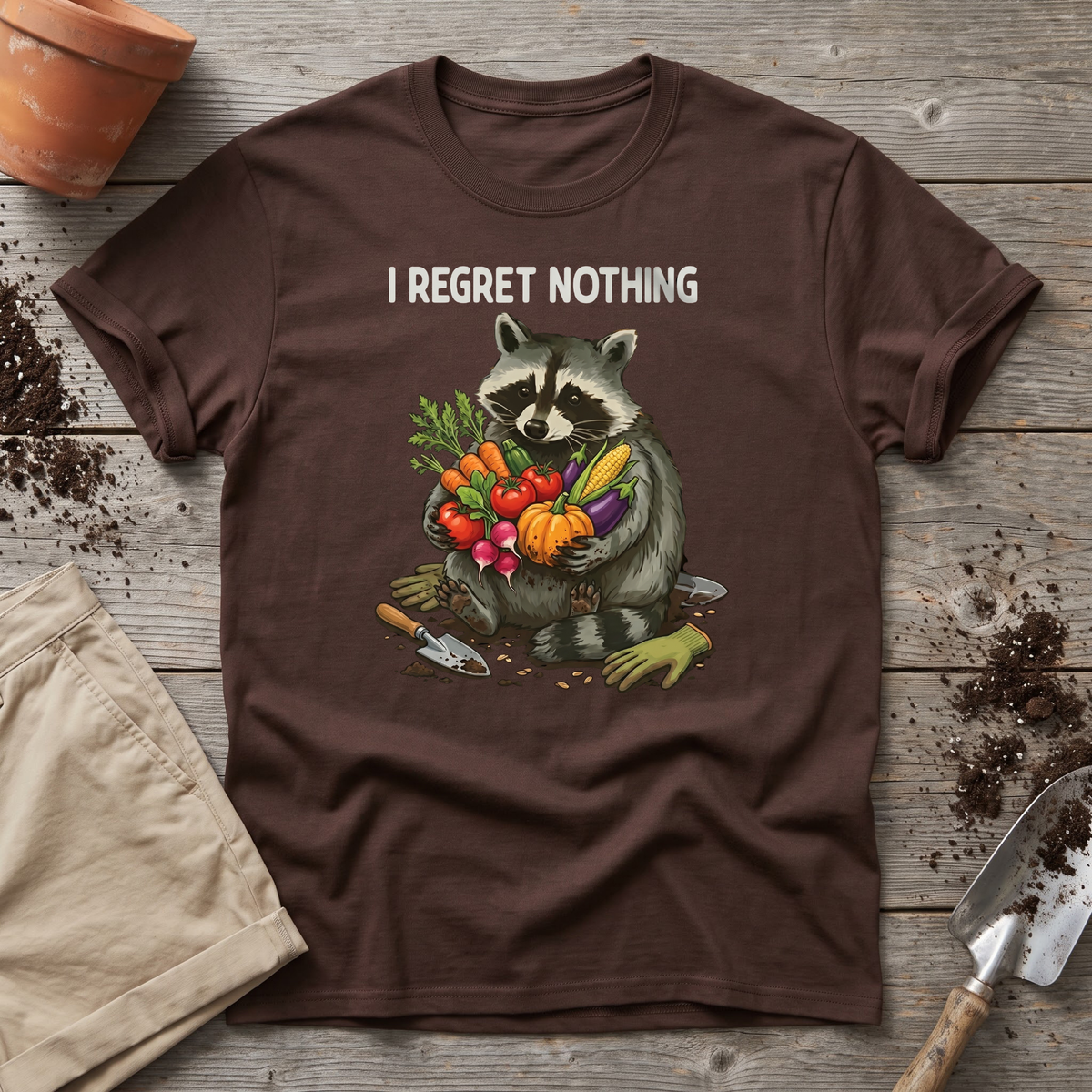 I Regret Nothing Raccoon Garden Shirt T-Shirt