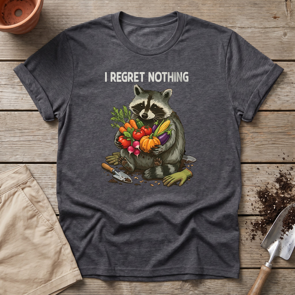 I Regret Nothing Raccoon Garden Shirt T-Shirt