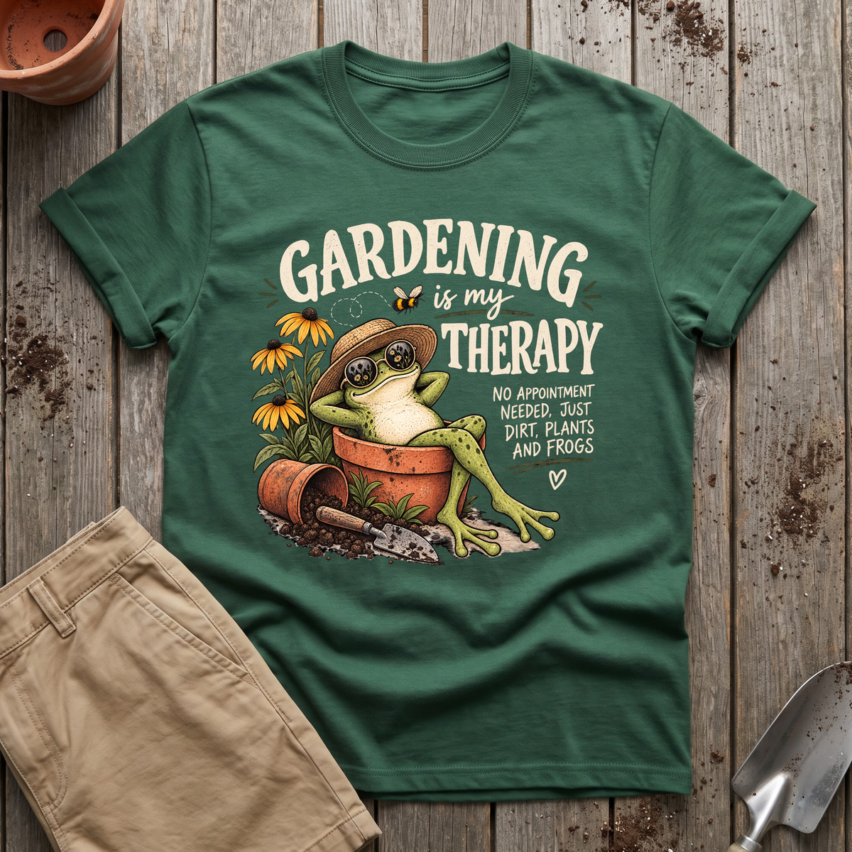 Gardening Therapy Frog T-Shirt