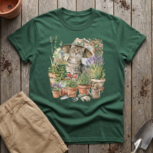 Cat And Plant T‑Shirt