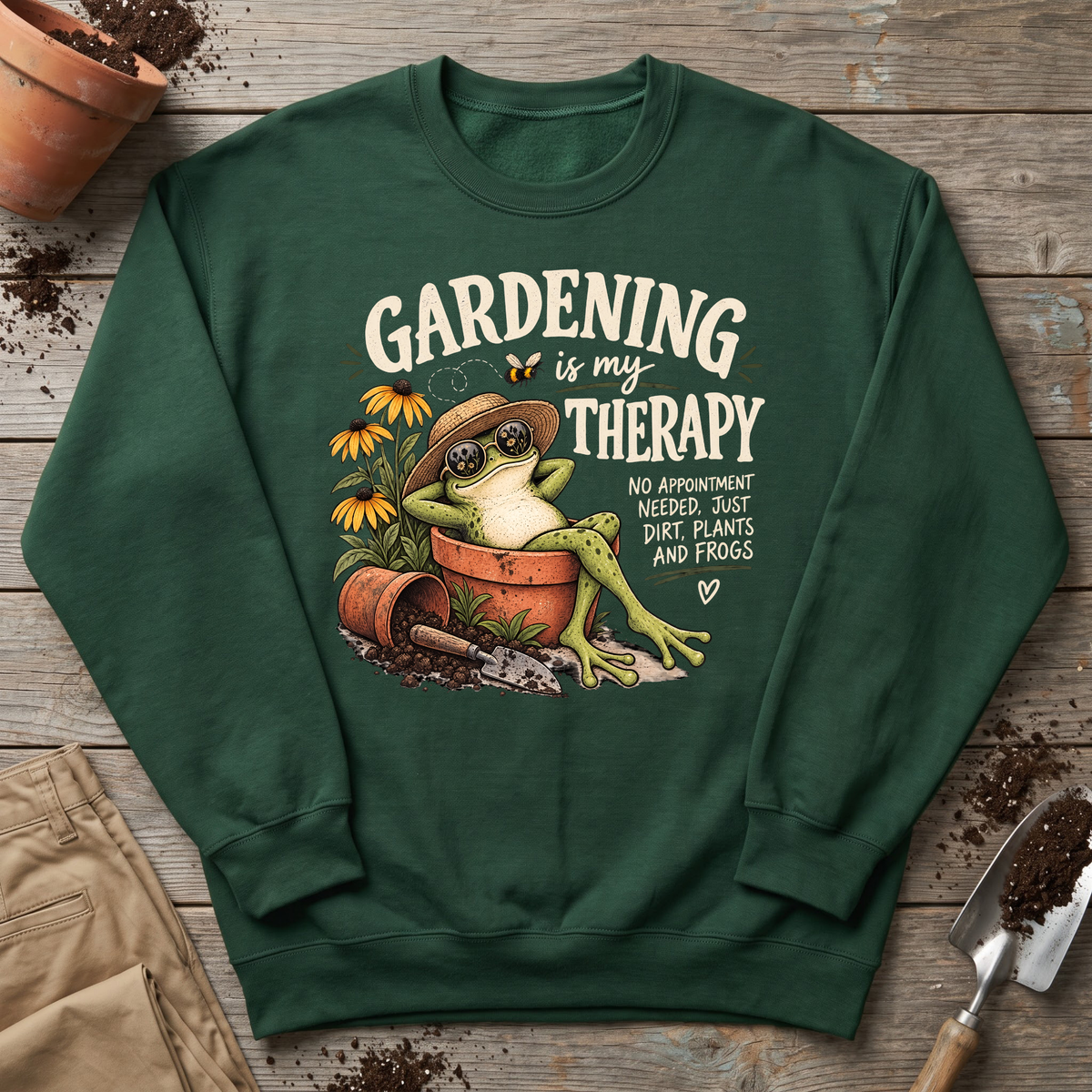 Gardening Therapy Frog Sweatshirt