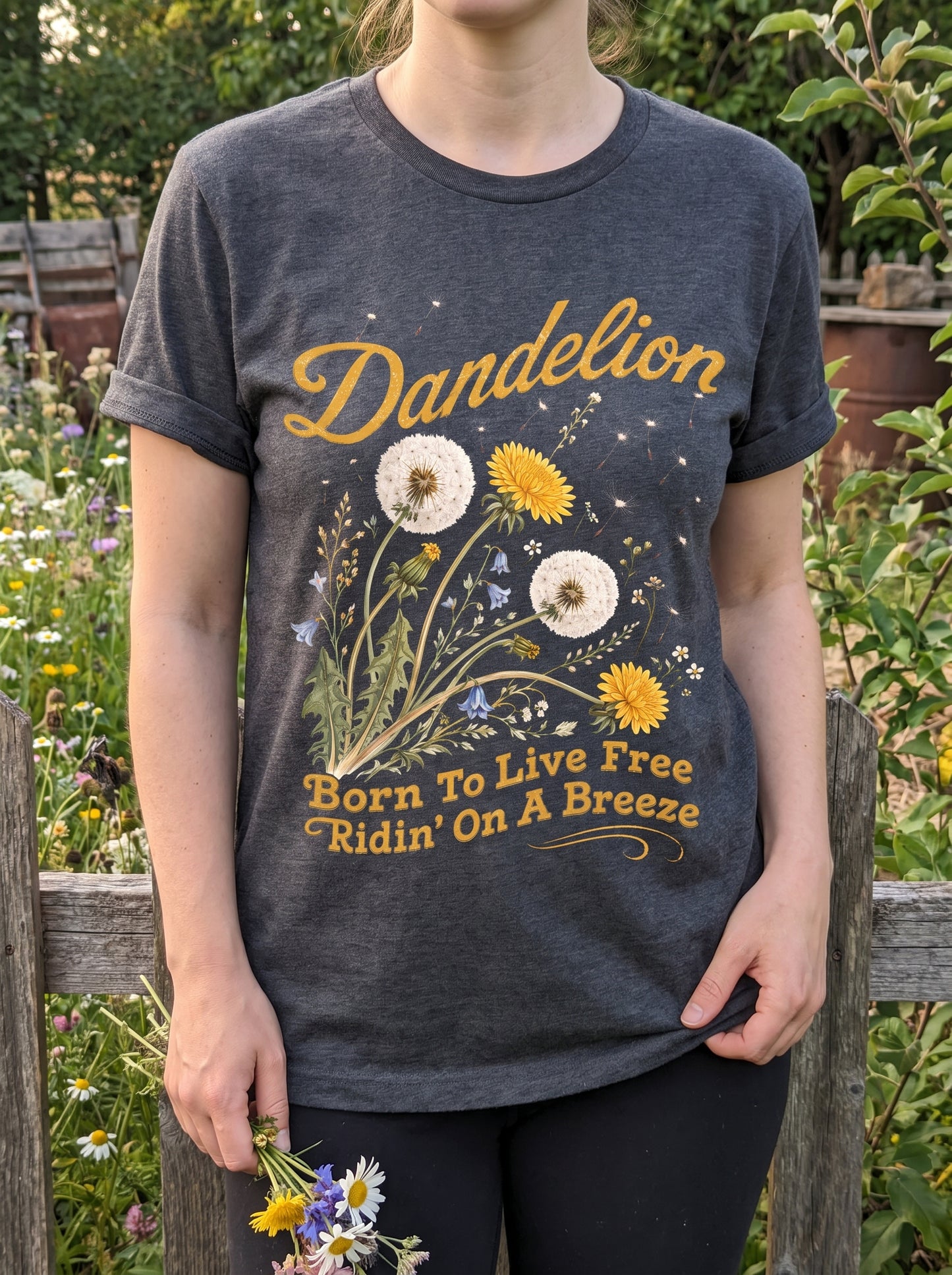 Dandelion Born To Live Free T-Shirt