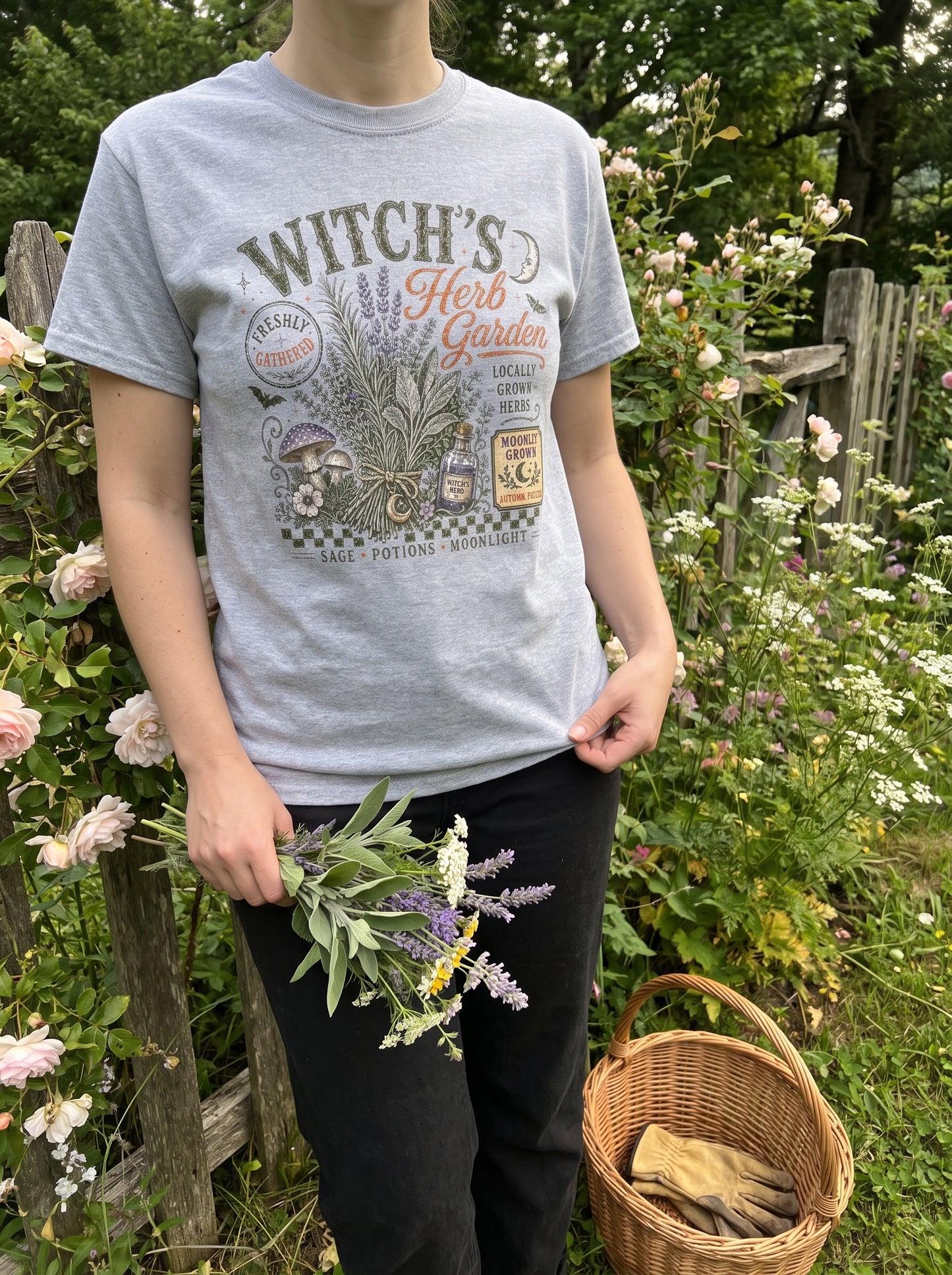 Moonlit Witch Herb Garden T-Shirt