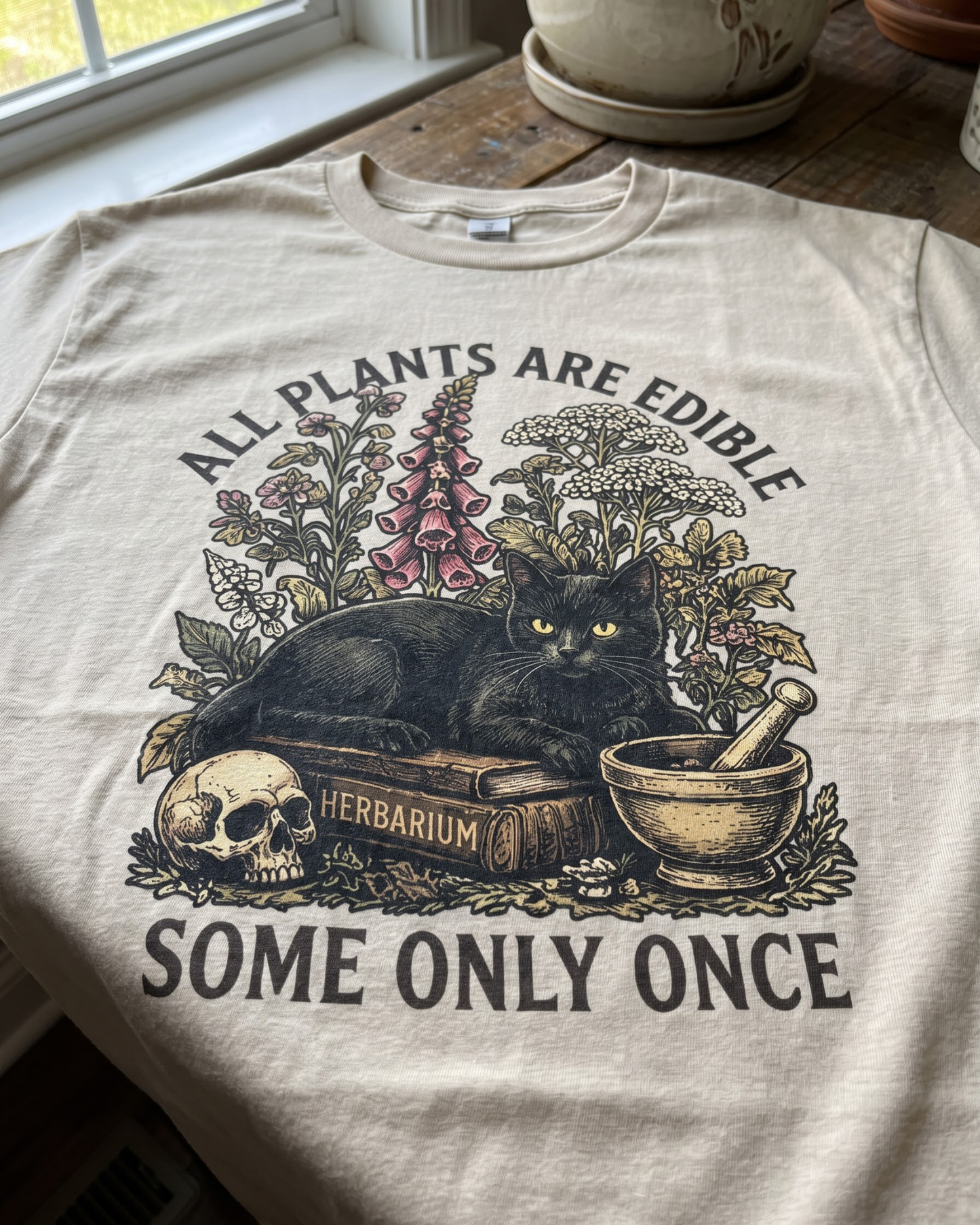 All Plants Are Edible Black Cat T-Shirt
