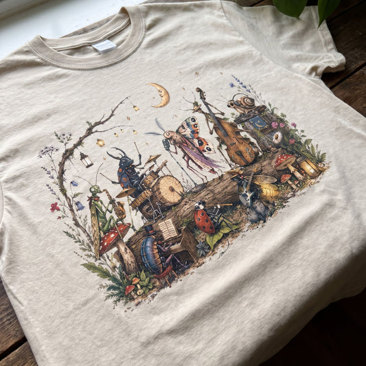 Moonlit Garden Insect Orchestra T-Shirt