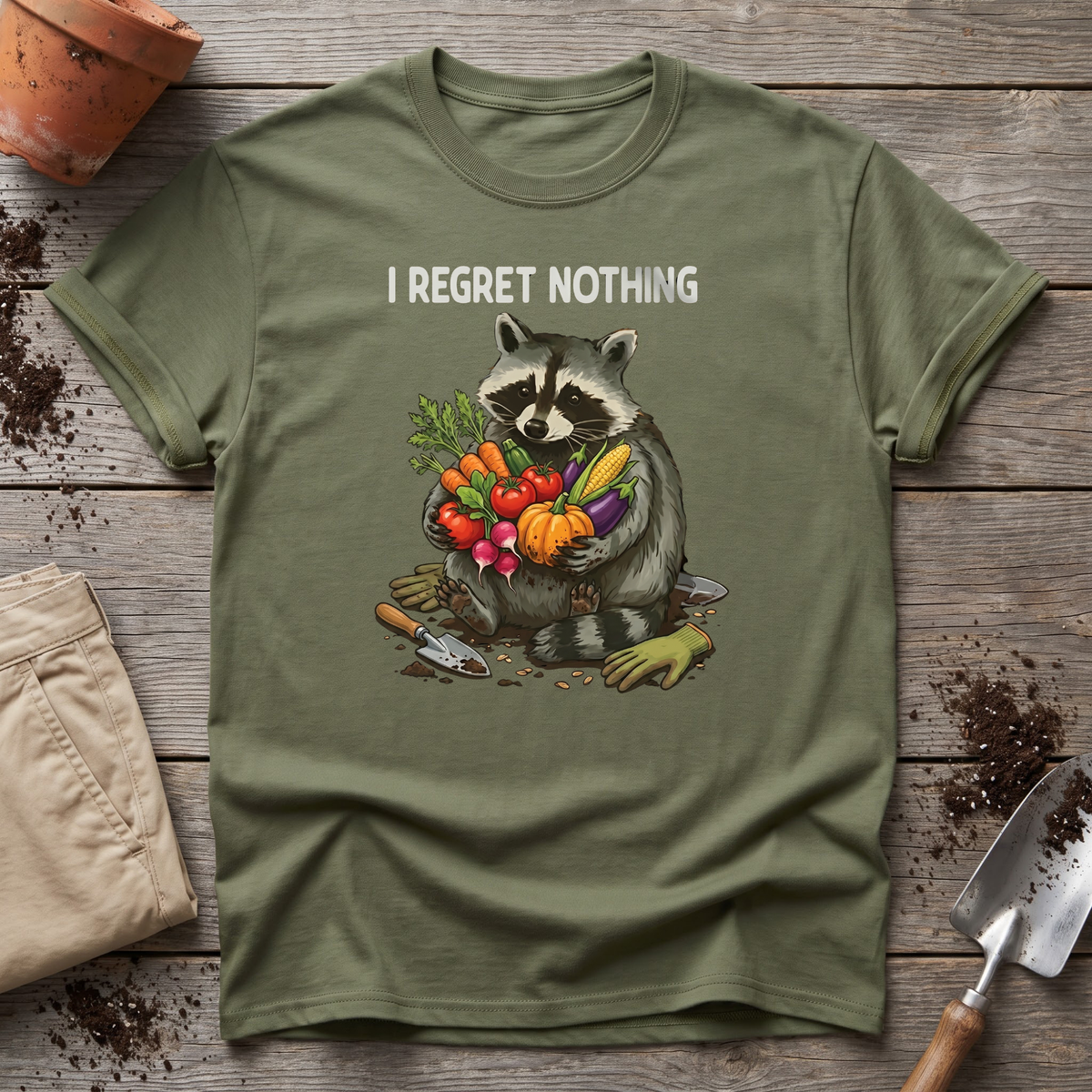 I Regret Nothing Raccoon Garden Shirt T-Shirt