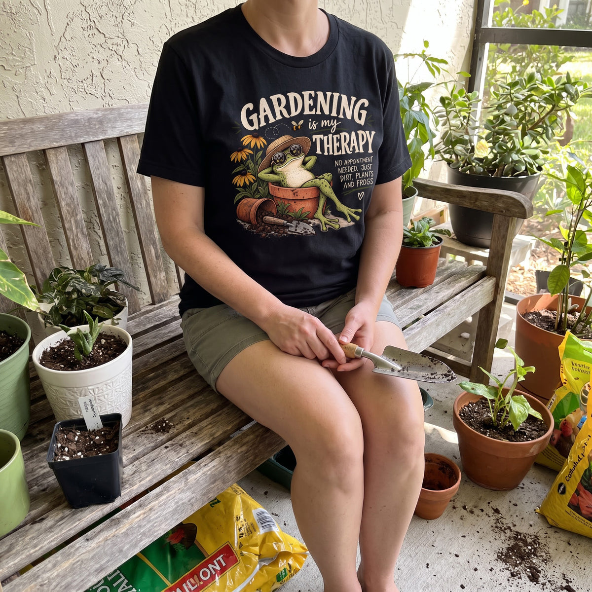 Gardening Therapy Frog T-Shirt