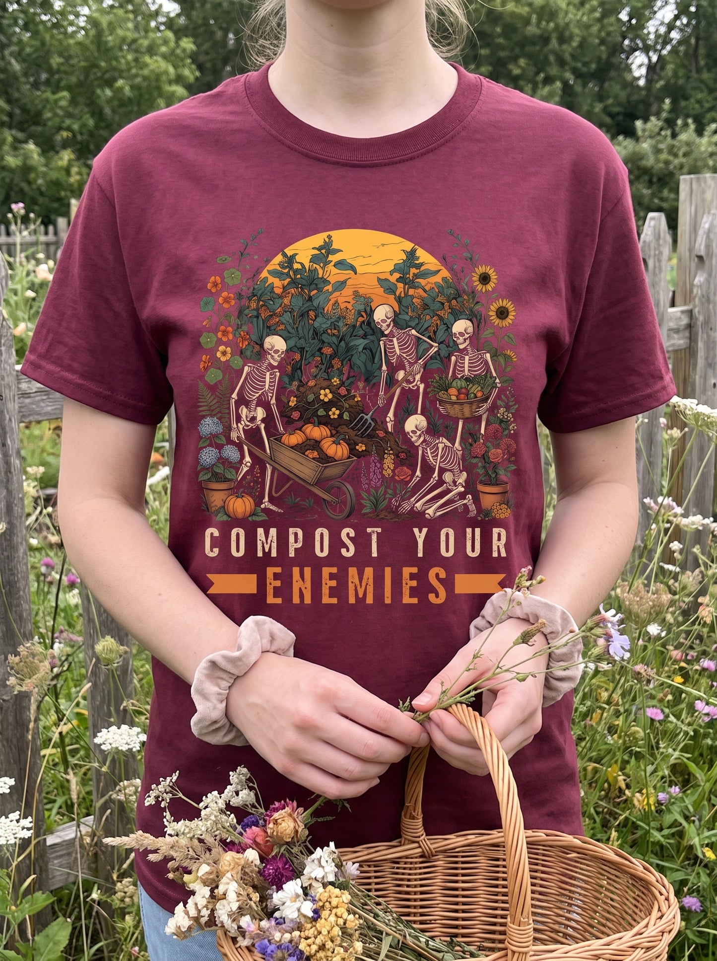 Compost Your Enemies Skeleton Gardener T-Shirt