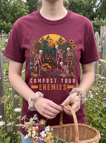 Compost Your Enemies Skeleton Gardener T-Shirt